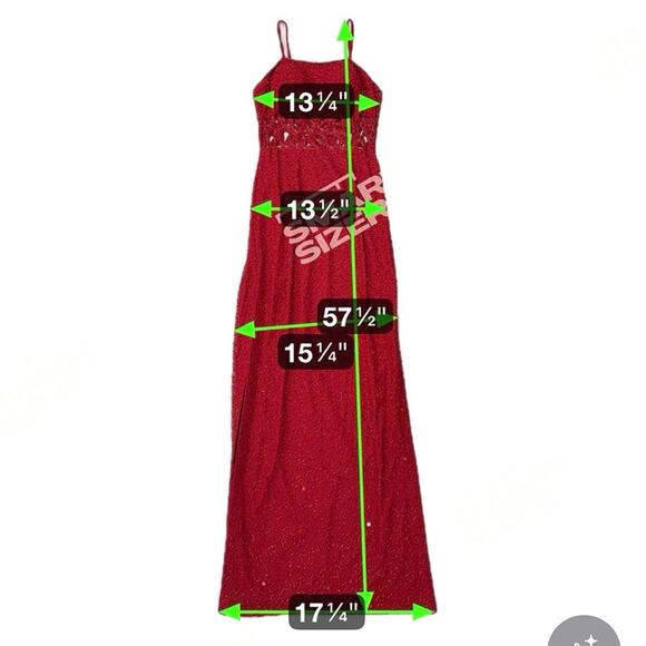 Sean Collection 100% Silk Beaded Cut Out Vintage Evening Dress Red EUC Small - Picture 8 of 8